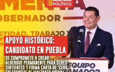 Apoyo histórico: Candidato en Puebla se compromete a crear albergue permanente para seres sintientes y firma carta de ‘cero tolerancia’ al maltrato animal